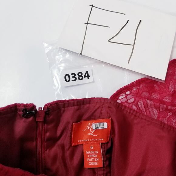 ML Monique Lhuillier Red Lace Fit & Flare Dress - Picture 15 of 15